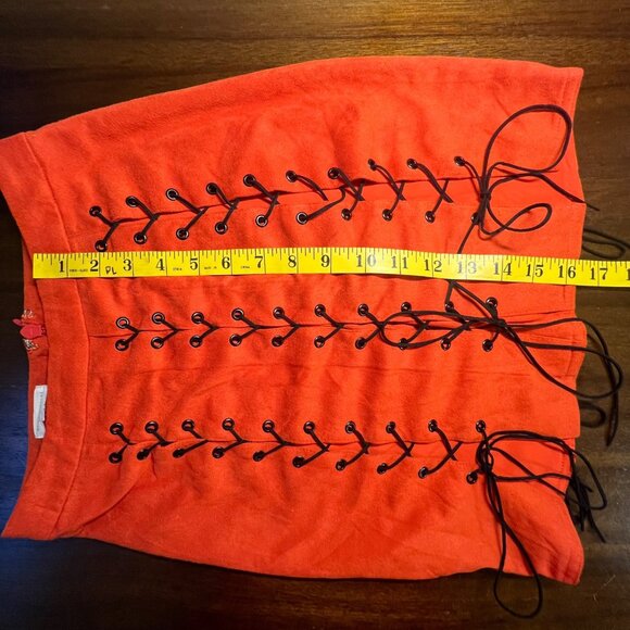 Red Suede Tie Y2K Gorpcore Emo Y2K Indie Grunge Mini Skirt Size XS - Picture 7 of 7